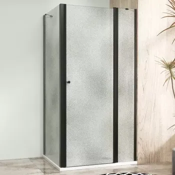 WellMall Alfa-V Line Combi Black 90x90 Grape Sprchový kout s pevnou stěnou v rovině (60+30/90) Sklo Černá