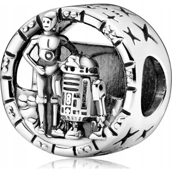 Přívěsek Přívěsek STŘÍBRO 925 Charms Star Wars C-3PO a BB-8 Hvězdné Války