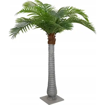 umělá květina Umělá palma zelená 200 cm s dřevěným kmenem a základnou 25 x 25 x 1 cm