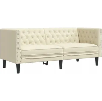 Pohovka Dvoumístná pohovka Chesterfield krémová 174x74,5x70,5 cm