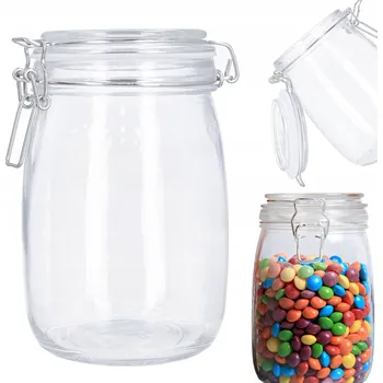 Zavařovací sklenice Skleněná zavařovací sklenice weck 1 l s přezkou na zavařeniny, med, hermeticky uzavíratelná