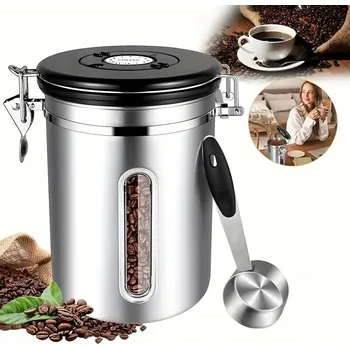 Příprava kávy VZDUCHOTĚSNÁ NÁDOBA NA ZRNKOVOU KÁVU Z Z NEREZOVÉ OCELI 1,8 L SE LŽIČKOU