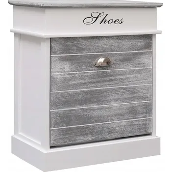 Botník Dřevěná botník šedo-bílá 50 x 28 x 58 cm s výklopnou přihrádkou