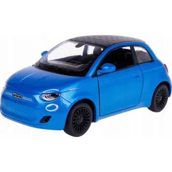 autíčko FIAT 500E KOVOVÝ MODEL S NÁHONEM KINSMART 1:28 MODRÝ