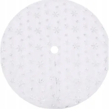 Vánoční dekorace Bílá sukně pod vánoční stromek 90 cm s vyšívanými sněhovými vločkami