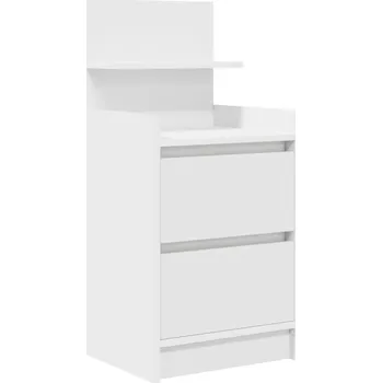 Noční stolek Bílá noční stolek 38 x 34 x 80 cm, 2 zásuvky, materiál: dřevotříska