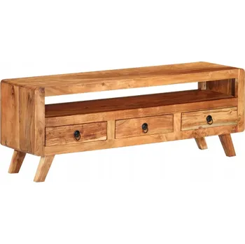 Televizní stolek TV stolek z masivního akáciového dřeva, 110x30x40 cm, 3 zásuvky
