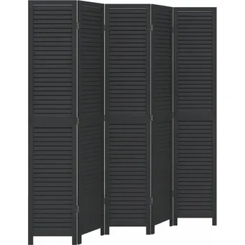 Paraván Černá paraván z masivního dřeva paulovnie 175-180 x 200 cm, 5 panelů