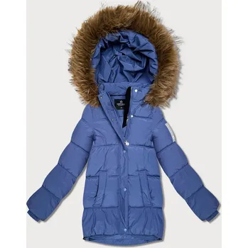 Světle modrá péřová bunda s kapucí (KK60612) odstíny modré M (38)