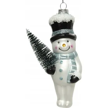 Vánoční dekorace Vánoční Koule skleněná sněhulák s vánočním stromkem Vánoce