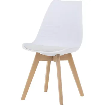 Jídelní židle Židle jídelní, bílá plastová skořepina, sedák bílá látka, masiv přírodní buk