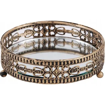 Zlatý zrcadlový podnos, dekorativní, průměr 12 cm, kulatý