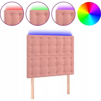 Čelo postele LED sametové růžové 80x5x118 cm