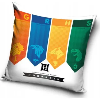 Povlak na dekorativní polštářek Carbotex Povlak na polštář Harry Potter - Znaky kolejí