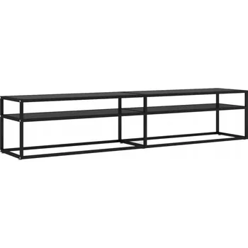 Televizní stolek Černá TV skříňka z tvrzeného skla 200 x 40 x 40,5 cm