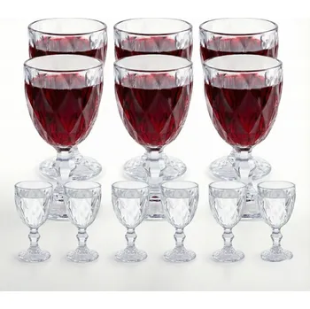 Sklenice SADA Skleničky na víno a sklenice na vodku ELEGANTNÍ zdobené, 12 ks
