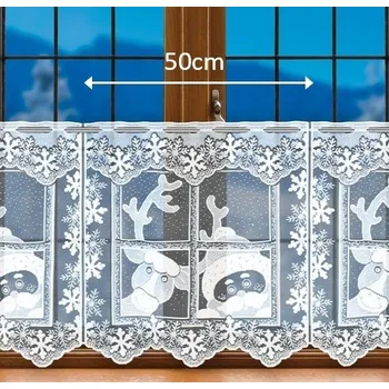 Vánoční dekorace Santa Claus, Sob , vel 50x50cm, bílý, vánoční vitrážová záclona , vyrobeno firmou EMBROIDERY