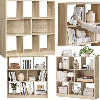 Knihovna Regál Songmics LOFT 97,5 cm x 100 cm x 30 cm, odstíny hnědé