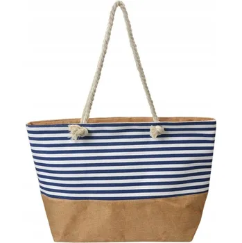 Plážová taška Famke s modro-bílými pruhy - 55x36 cm