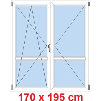 Okno Soft Dvoukřídlé balkonové dveře s příčkou 170x195 cm, otevíravé a sklopné
