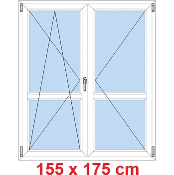 Okno Soft Dvoukřídlé balkonové dveře s příčkou 155x175 cm, otevíravé a sklopné
