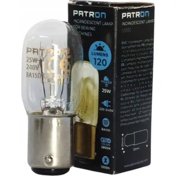 Žárovka Žárovka Patron vysokoteplotní 25W BA15D 2800K pro šicí stroje (50 kusů)