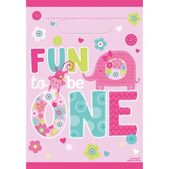 Dárková taška Fóliové sáčky "One Wild Girl", AMSCAN, 17x23 cm, 8 ks