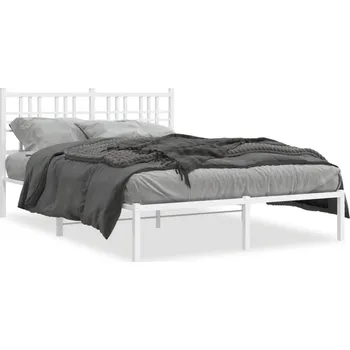 Postel Bílý rám postele z kovu 196 x 146 x 90 cm, bez matrace