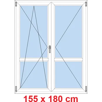 Okno Soft Dvoukřídlé balkonové dveře s příčkou 155x180 cm, otevíravé a sklopné