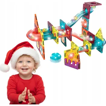 ostatní stavebnice SVÍTÍCÍ MAGNETICKÉ STAVEBNICE STAVEBNICE KULODROM KULIČKOVÁ DRÁHA kuličky 65 dílků