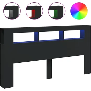 Černé LED čelo postele s nastavitelným osvětlením 200 x 18,5 x 103,5 cm