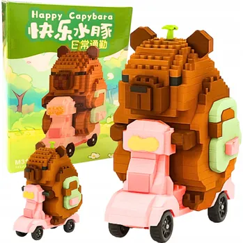 ostatní stavebnice Stavebnice Kapybara Konstrukční kapibarka Skútr Motor Sada kostek Figurka