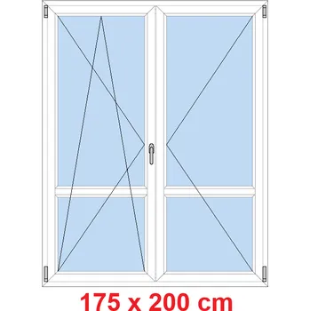 Okno Soft Dvoukřídlé balkonové dveře s příčkou 175x200 cm, otevíravé a sklopné