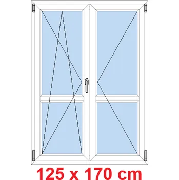 Okno Soft Dvoukřídlé balkonové dveře s příčkou 125x170 cm, otevíravé a sklopné