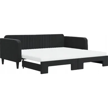 Pohovka Černá rozkládací pohovka 2v1 s matracemi 223 x 110 x 75 cm