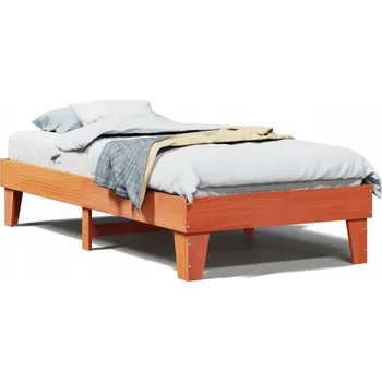 Postel Rám postele z borovicového dřeva, voskovaný hnědý, 193,5 x 78,5 x 36 cm, včetně lamelového roštu