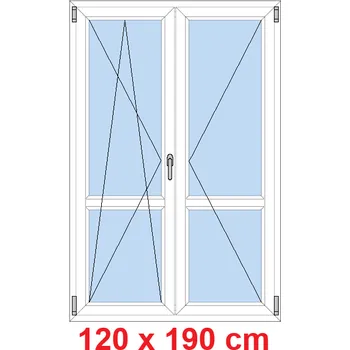 Okno Soft Dvoukřídlé balkonové dveře s příčkou 120x190 cm, otevíravé a sklopné