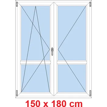 Okno Soft Dvoukřídlé balkonové dveře s příčkou 150x180 cm, otevíravé a sklopné