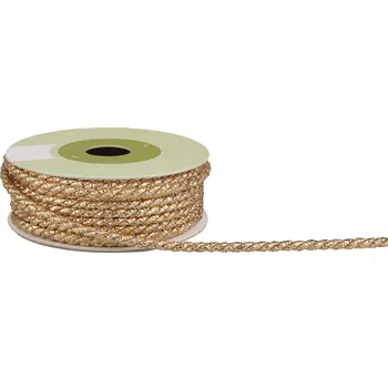 Stuha Provázek polyesterový 4mm x 4,6m vzor 9016 450-ZLATÁ METAL.
