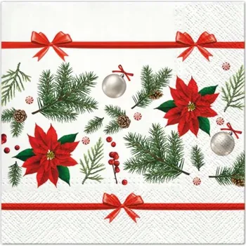 Vánoční dekorace Ubrousky Paw Vánoční hvězda 33x33 cm bílé 20 kusů