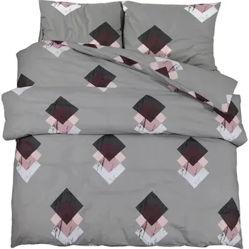 Povlečení Sada povlečení 100% bavlna šedá 200x200 cm, 2x 65x65 cm