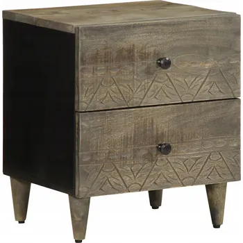 Noční stolek Noční stolek Světle šedý 40x33x46 cm Masivní dřevo Mango