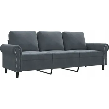 Pohovka Třímístná pohovka samet tmavě šedá 212x77x80 cm