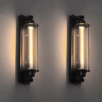 Nástěnné svítidlo 2 ks Nástěnné svítidlo Retro černé Loft retro Lampa teplá bílá E27