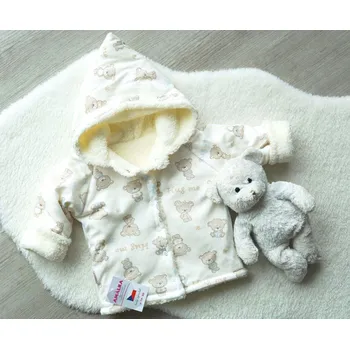 Kojenecká bunda AMÁLKA Zateplený kabátek chlupatkou, Méďa Velikost: 74-80