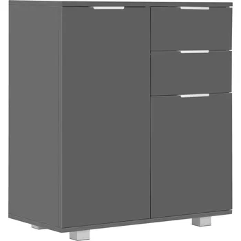 Komoda Komoda šedá 71 x 35 x 80 cm se 2 zásuvkami a 2 dvířky