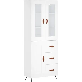 Komoda Vysoká bílá komoda/kredenc, 69,5x34x180 cm