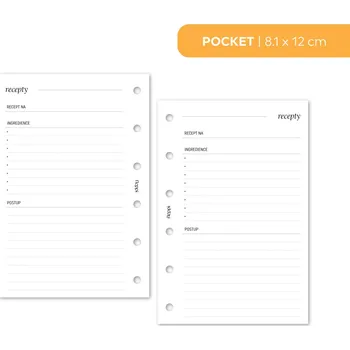 Diář Fleppi Náplň do diáře - Recepty Vyberte velikost náplně: Pocket