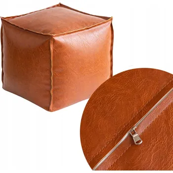 Taburet TABURET KOSTKA PODNOŽKA 40X40X40 CM EKOKŮŽE SKLÁDACÍ ORANŽOVÁ SNADNÉ