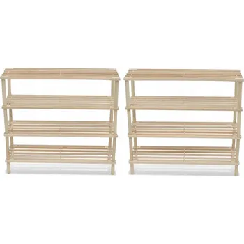 Botník Čtyřpatrový dřevěný botník 74 x 26 x 67,5 cm, jedlové dřevo